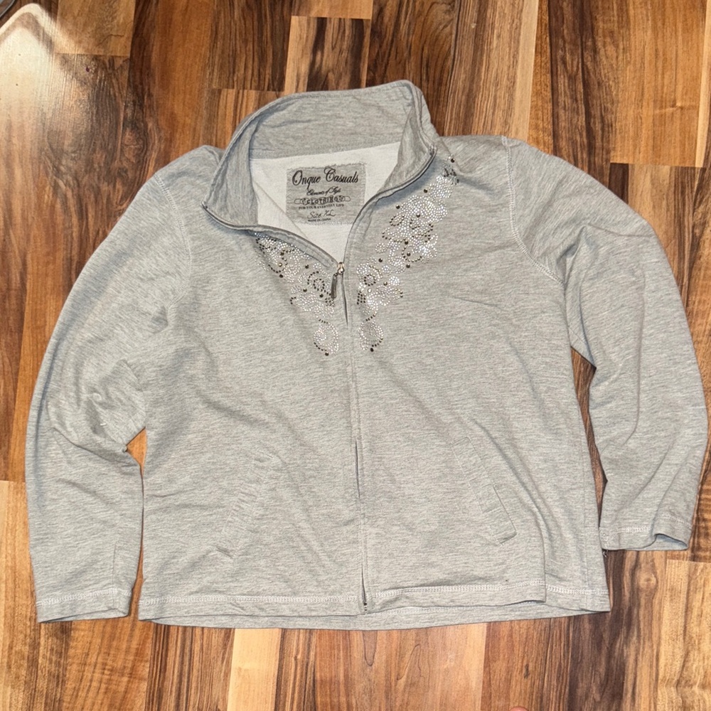 Onque Casuals Gray Embellished Jacket